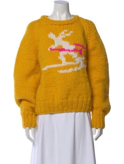Pre-owned Gogo Wool Printed Sweater In Yellow