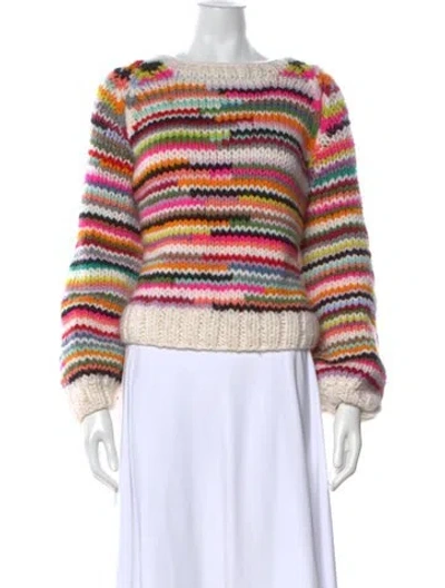 Pre-owned Gogo Wool Striped Sweater In White