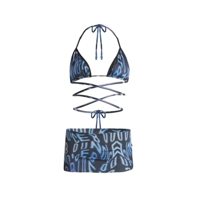 Goguy Black / Blue  Ice Bound Bikini Top & Micro Skirt In Black/blue