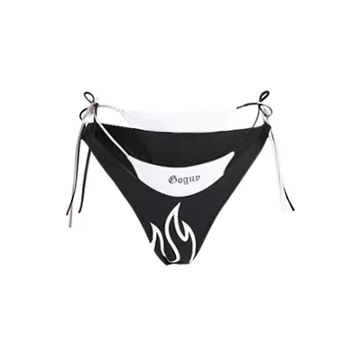 Goguy Women's Black / White  Flame Bikini Bottoms In Black/white