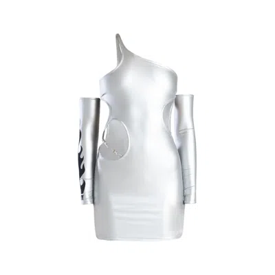 Goguy Women's Silver  Mini Dress & Matching Sleeves