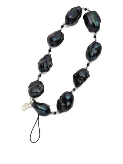 Gohar World 巴洛克珍珠手机吊饰 In Silver