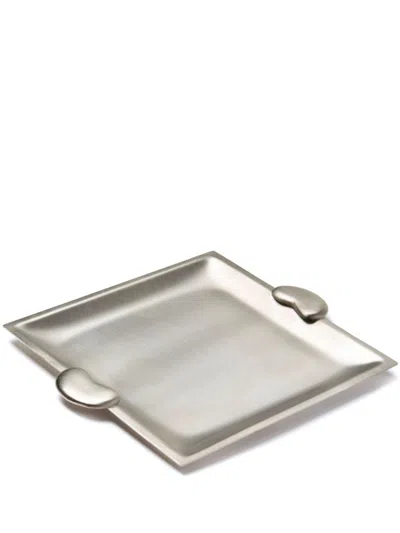 Gohar World Bean Square Tray In Silver