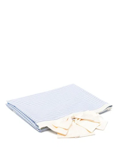 Gohar World Bow Striped Tablecloth (148cm) In Blue