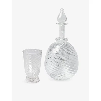 Gohar World Clear Spiral Egyptian Glass Decanter In White