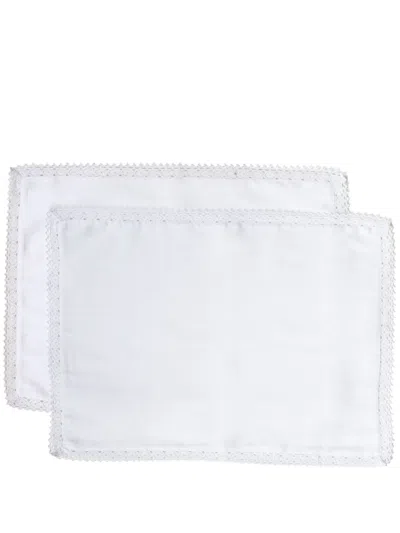 Gohar World Crochet Trim Placemats (set Of Two) In White