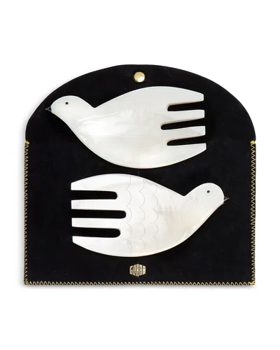 GOHAR WORLD GOHAR DOVE MOTHER OF PEARL SALAD SERVERS