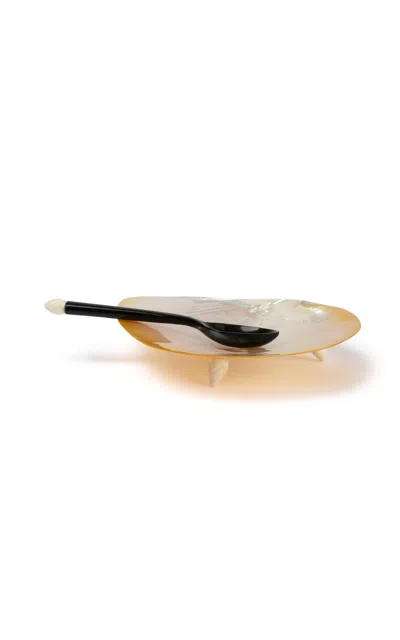 Gohar World Horn And Mother-of-pearl Caviar Set In White