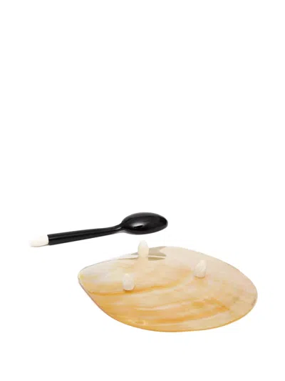 Gohar World Horn And Mother-of-pearl Caviar Set In Neutral