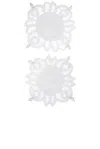Gohar World Lace Pearl Coasters In White
