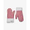 Gohar World Red Stripe Lace-trim Striped Cotton Oven Gloves Set Of Two