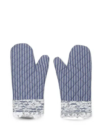 Gohar World Lace-trim Quilted Oven Gloves In Blue