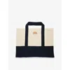 Gohar World Mens Navy Brand-embroidered Cotton-canvas Tote Bag In Blue