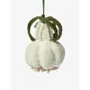 Gohar World Mens White Garlic Crochet Bag Charm 10cm In White