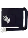 Gohar World Navy Hand-motif Lace-applique Metallic Faux-leather Mini Apron In Blue