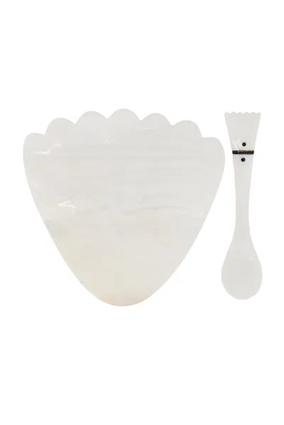 Gohar World Mother Of Pearl Caviar Service Set In White