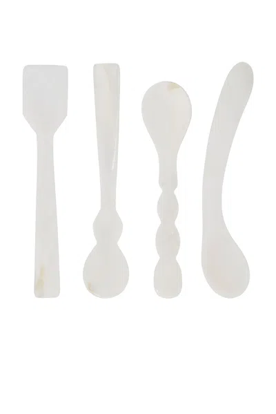 Gohar World Mother Of Pearl Spoon Set In White