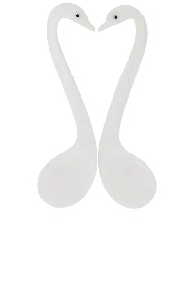 Gohar World Mother Of Pearl Swan Spoon Duet In White
