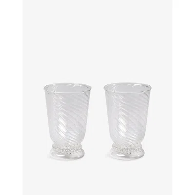 Gohar World Multi Spiral Egyptian Glasses Set Of 2 In White