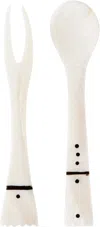 Gohar World Off-white Pick & Spoon Set In Mother Of Pearl With