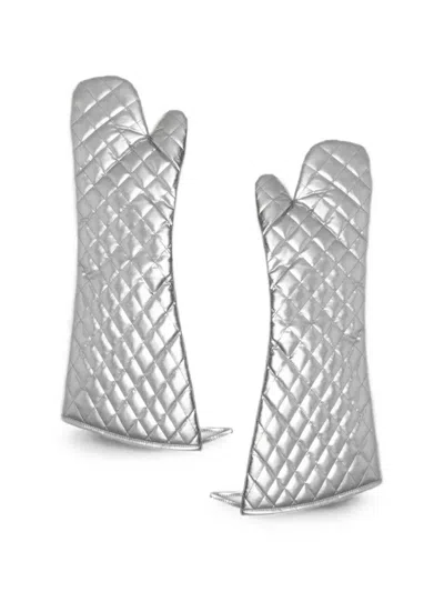 Gohar World Opera Quilted Oven Gloves In Silver
