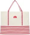 Gohar World Red & Off-white 'gohar' Tote In Red Stripe