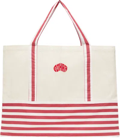 Gohar World Red & Off-white 'gohar' Tote In Red Stripe