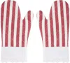 Gohar World Red & White Oven Mitts In Red Stripe W. White
