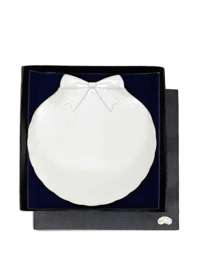 Gohar World Sadaf Bow-detail Dinner Plate In White