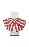 Gohar World Set-of-two Striped Cotton-linen Napkin Bows In Red