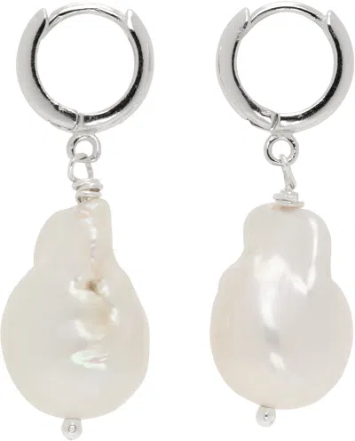 Gohar World Silver & White Host Baroque Pearl Earrings In Natural Pearls W.925