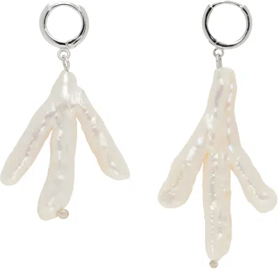 Gohar World Silver & White Host Chicken Foot Pearl Earrings