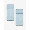 Gohar World Striped Cotton-blend Cutlery Pouches Set Of Two Light Blue In Light Blue