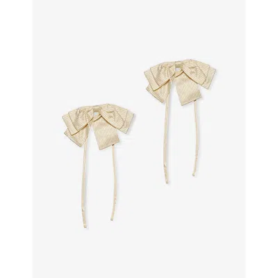 Gohar World Butter Striped Cotton-blend Napkin Bows Set Of Two