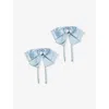 Gohar World Light Blue Striped Cotton-blend Napkin Bows Set Of Two In Light Blue