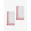 Gohar World Red Stripe Striped-trim Cotton And Linen-blend Napkins Set Of Two