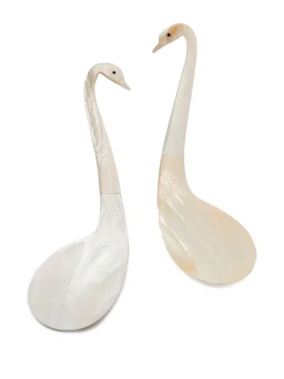 Gohar World Swan Mother-of-pearl Serving Spoons In White