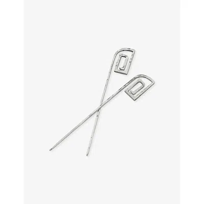 Gohar World Swirl Set Of Two Sterling Silver-plated Metal Cocktail Picks
