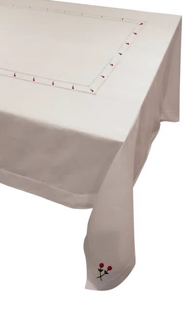 Gohar World Tablecloth With A Jour Stitch And Rose Embroidery In White
