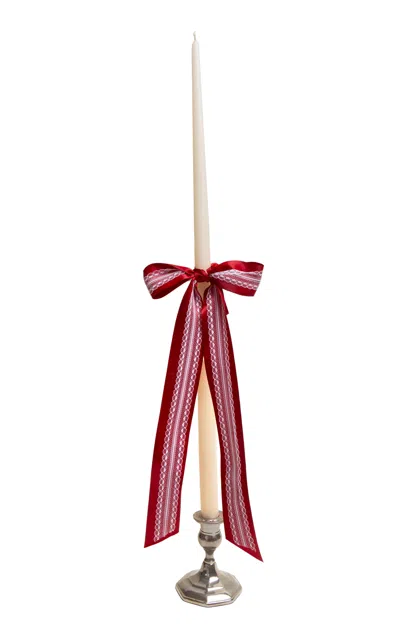 Gohar World Taper Candle With Lace Bow In Red