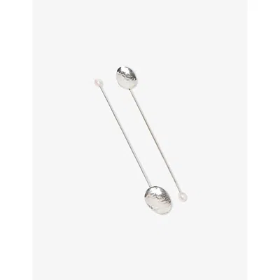 Gohar World Textured Set Of Two Sterling Silver-plated Metal Iced Tea Spoons