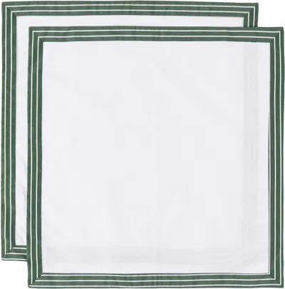 Gohar World Two-pack White & Green Dinner Napkins In Green Stripe