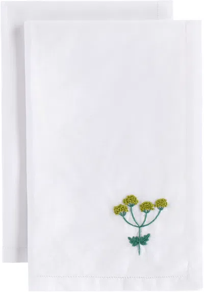 Gohar World Two-pack White 'á Jour & Flora' Embroidery Dinner Napkins