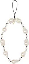 Gohar World White & Black Phone Charm Wristlet Strap