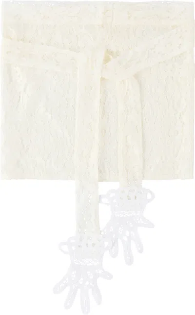 Gohar World White Embroidered Mini Lace Hands Apron