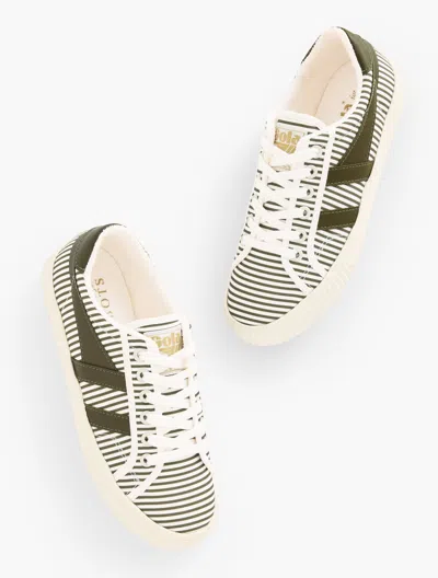 Gola Â® Mark Cox Tennis Sneakers - Opulent Stripe - Burnt Olive/white - 11m Talbots In Burnt Olive,white
