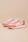 Gola Arizona Pale Pink And Off White Suede Lace-up Sneakers In Pale Pink