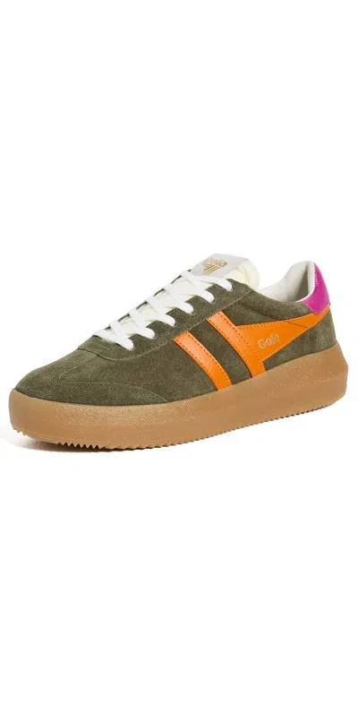 Gola Athena Sneakers Khaki/clementine/fuchsia In Multi