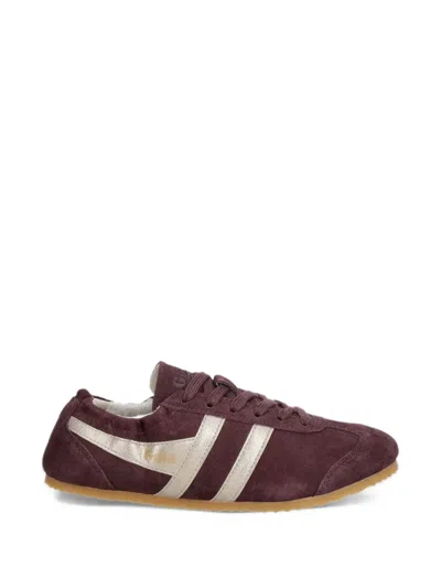 Gola Aurora Metallic-stripe Low-top Sneakers In Brown