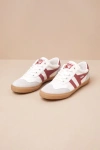 Gola Badminton Off White And Clay Gum Sole Suede Leather Sneakers In White